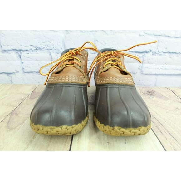 LL Bean Brown Leather Padded Collar Unlined Gumshoe Duck Boots Size 8 M - Picture 4 of 9